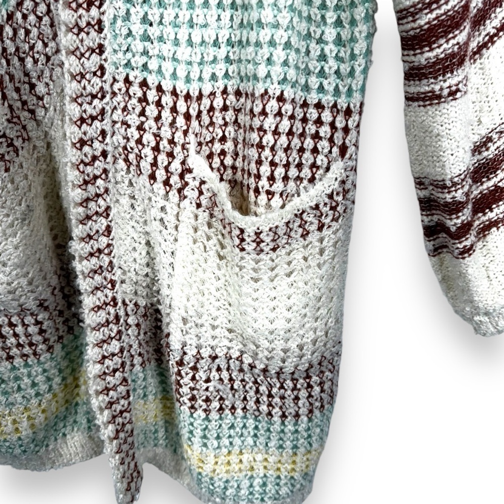 Net 153 Oversized Balloon Sleeve Open Front Cardigan, Multicolor Stripe, M/L - Picture 8 of 15